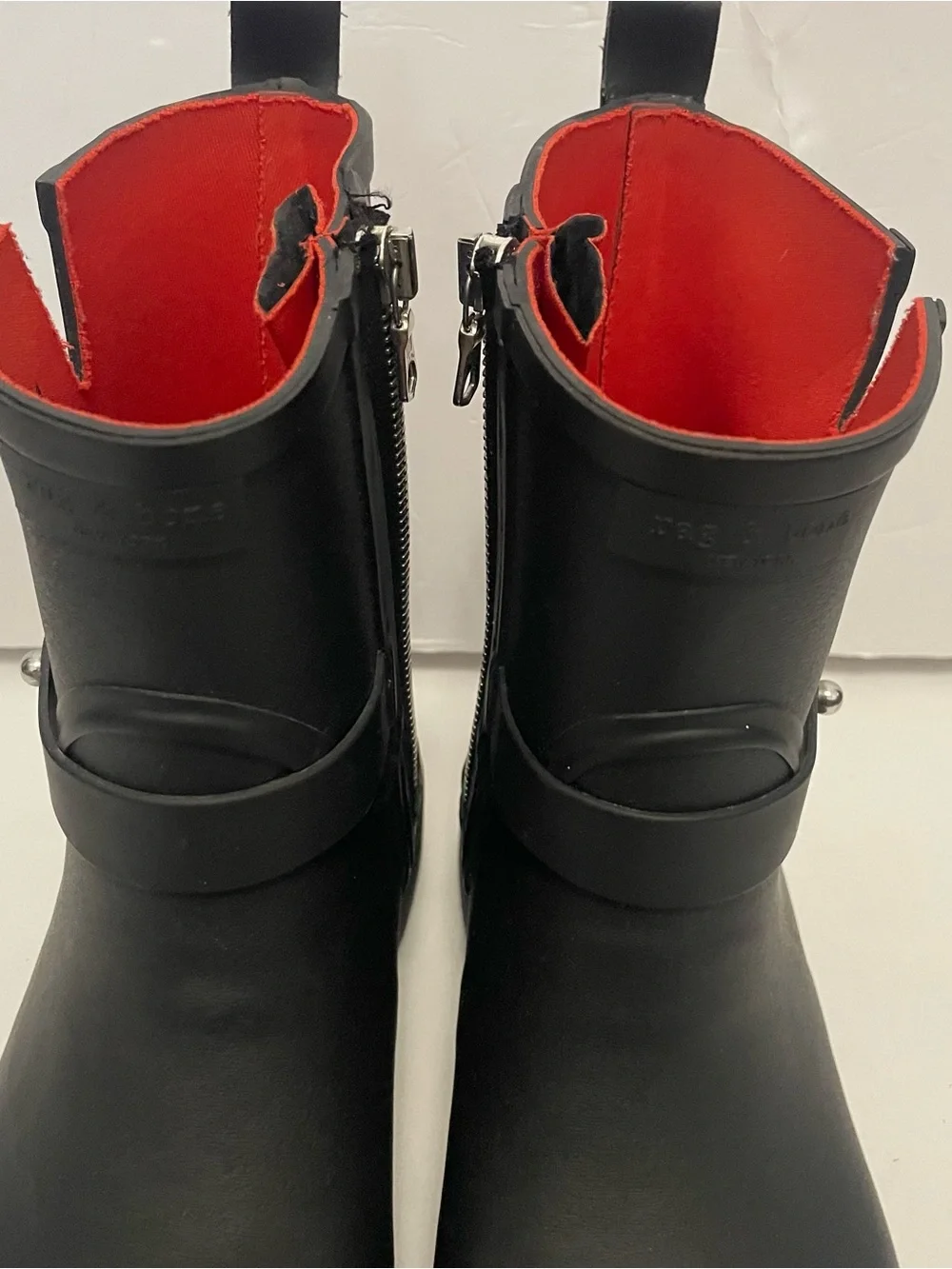 Rag & Bone Black Rubber Rain Boots Women's EU 39 Waterproof Moto Ankle Boots 8.5